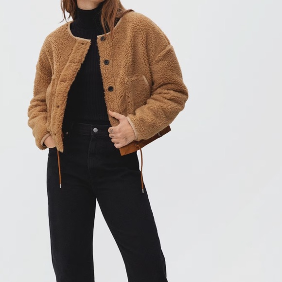 Everlane Jackets & Coats Everlane Renew Teddy Liner Fleece Tan